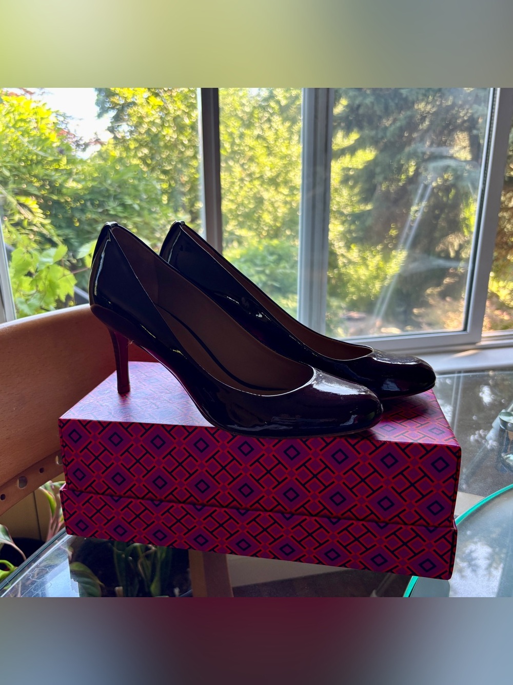 Tory Burch Burgundy Patent Leather Pumps Size 8